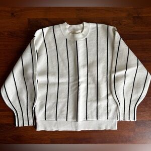 All:Row Balloon Sleeve Pinstripe Sweater Sz Small‎